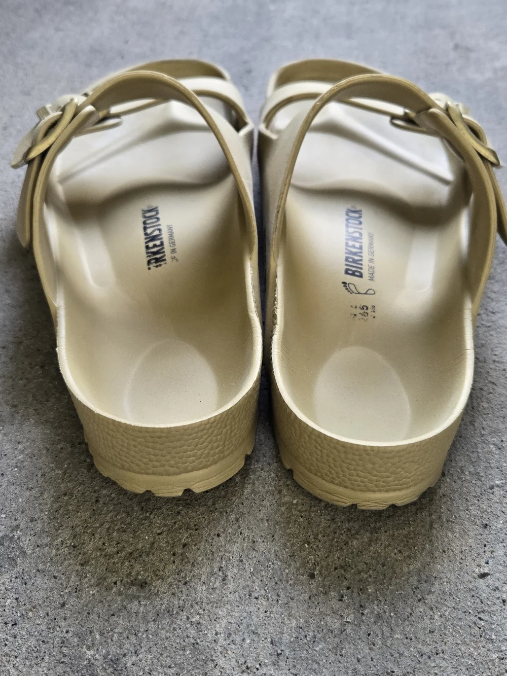 Birkenstock Men’s Two-Buckle Slide Sandals in Beige